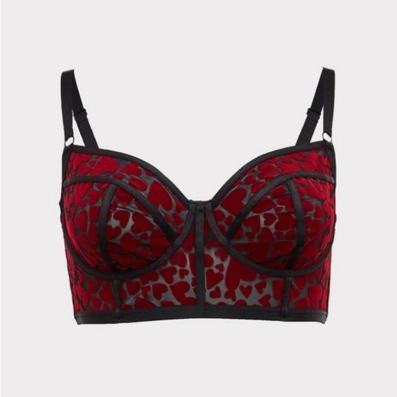 torrid Other - Torrid Curve Longline Underwire Bralette Black with Red Hearts (Valentines) sz 6